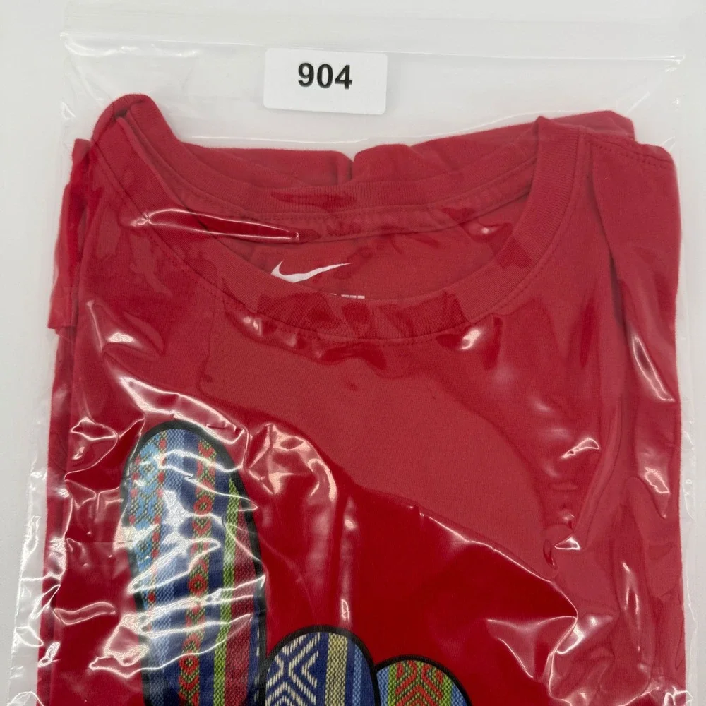 Nike Air Mens Red Graphic T-Shirt‎ Geometric Number One Hand Small Athletic Cut